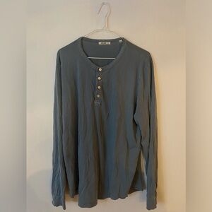 Blue Pima Curved Hem Henley